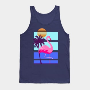 Flamingo and Palm Tree Summer Beach Design Tank Top